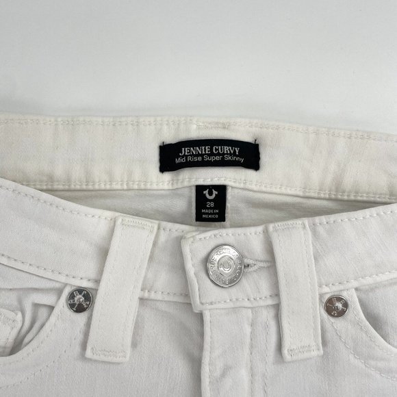 TRUE RELIGION Women's Mid Rise Super Skinny Jennie Curvy‎ Short Size 28/6 White - Picture 4 of 7